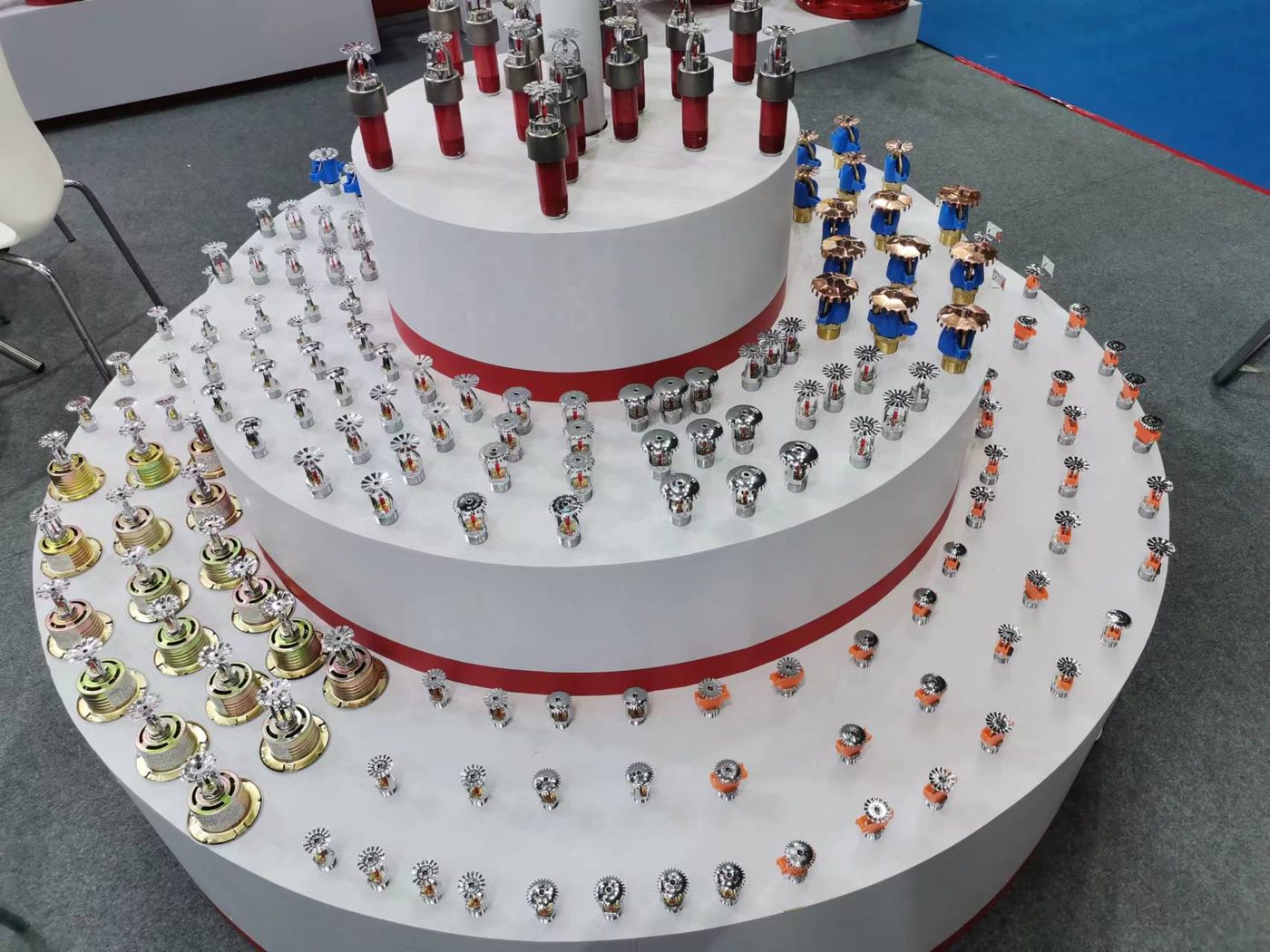 Sprinkler head display at an industry exhibition