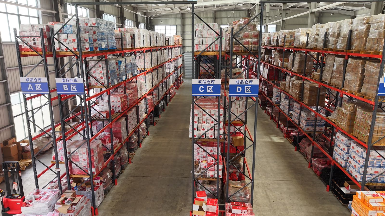 Automated finished goods warehouse, zones A to J